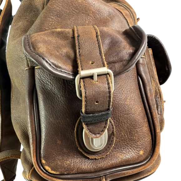 Genuine strong brown leather backpack rucksack carry all multi pockets carry all main image 11